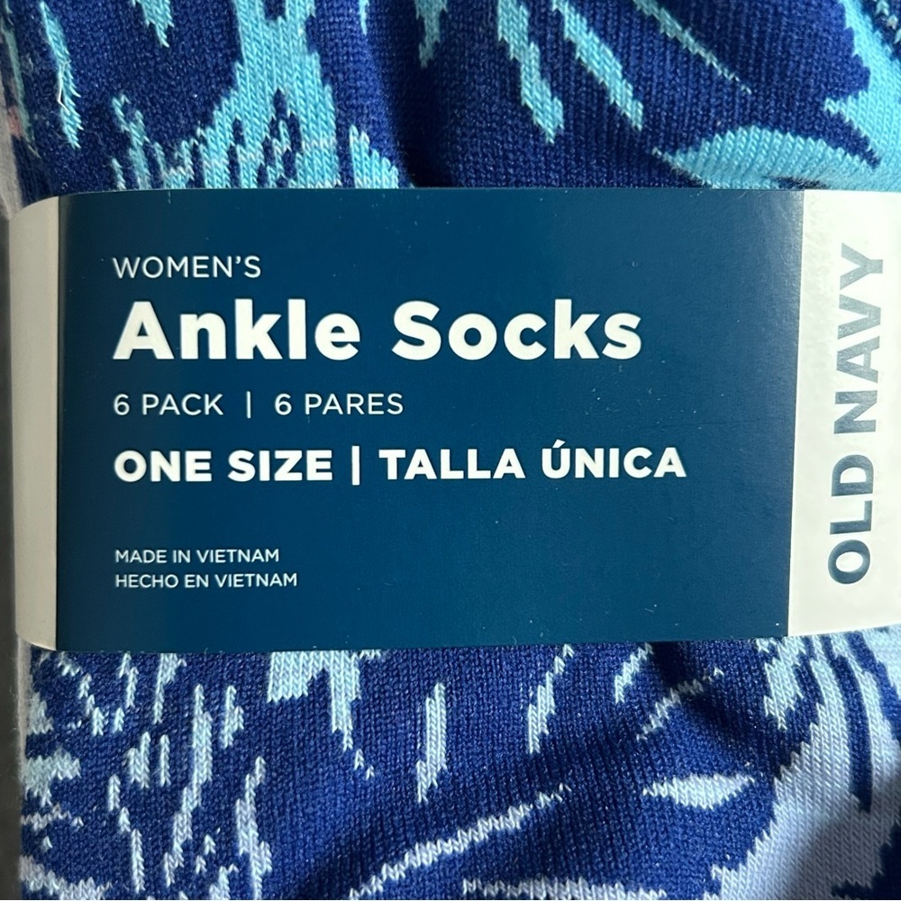 Old Navy Set/6 Women’s Tropical, Hibiscus Floral Theme Ankle Socks, One Size - Picture 4 of 11